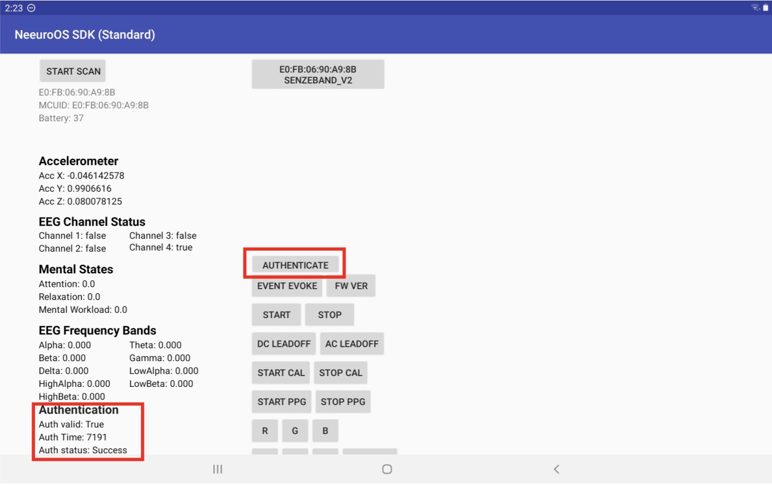 Image of how to AUTHENTICATE SenzeBand