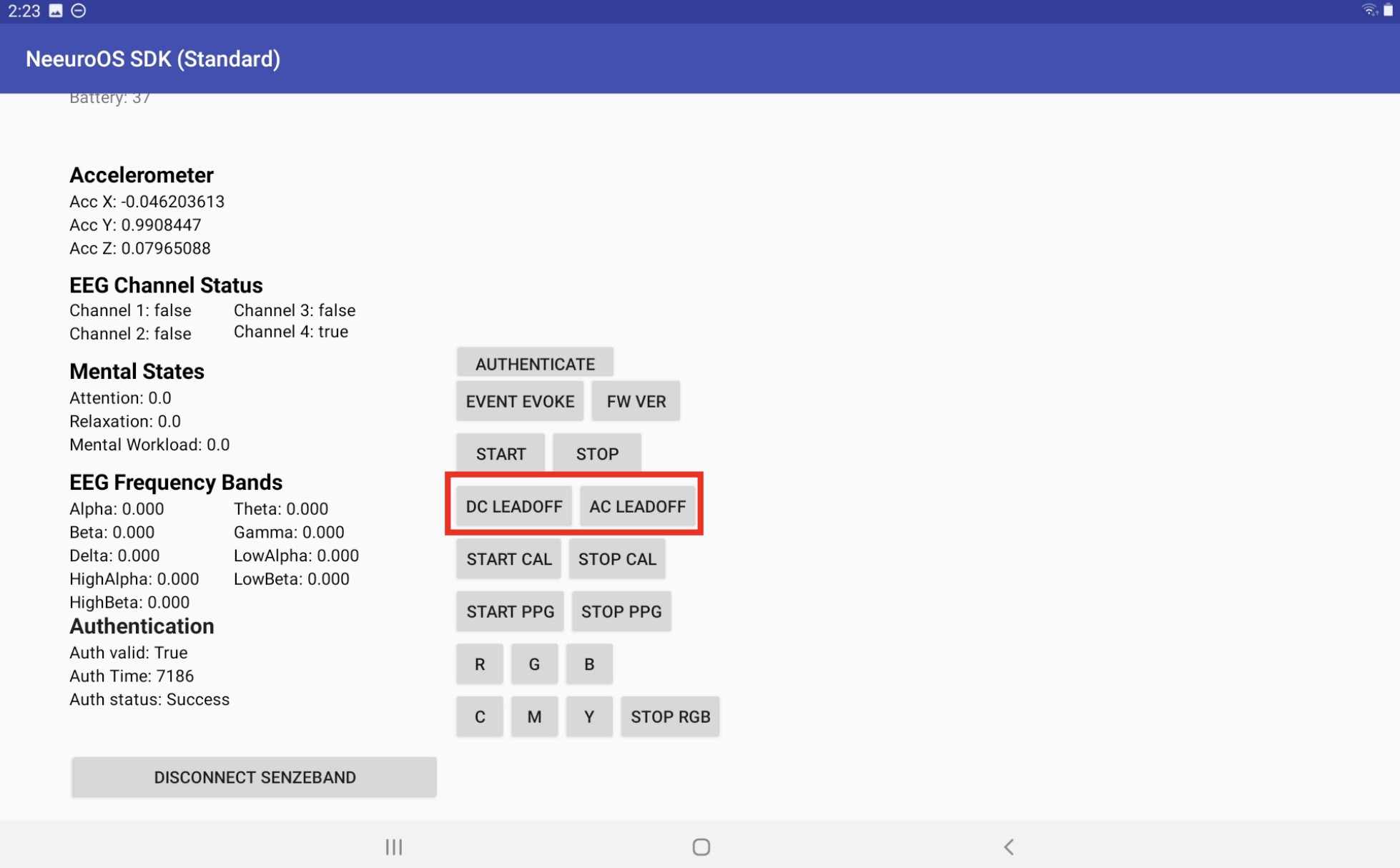 Image of how to measure impedance on SenzeBand