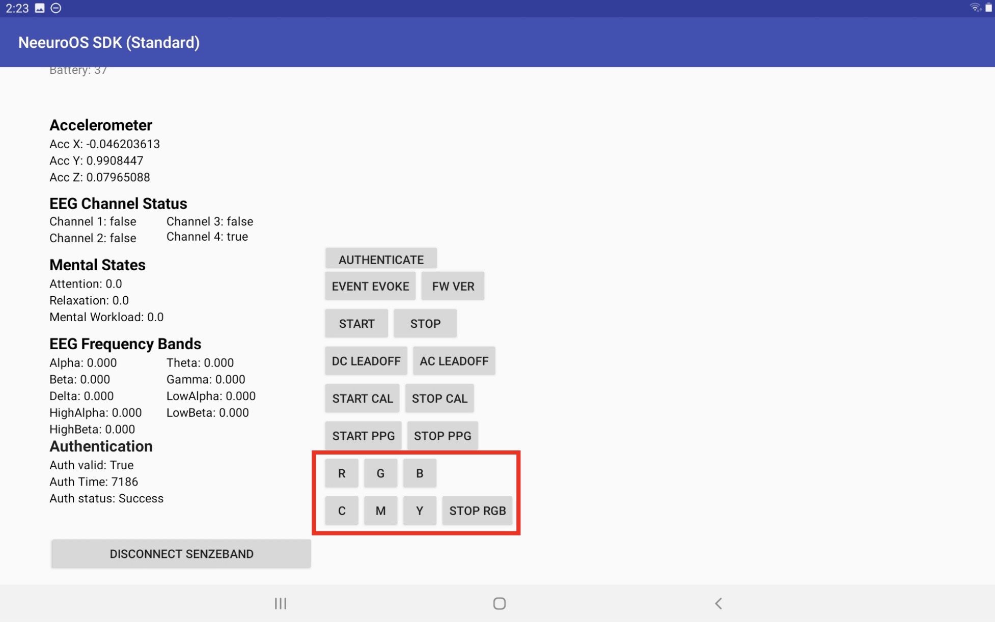Image of how to access colours