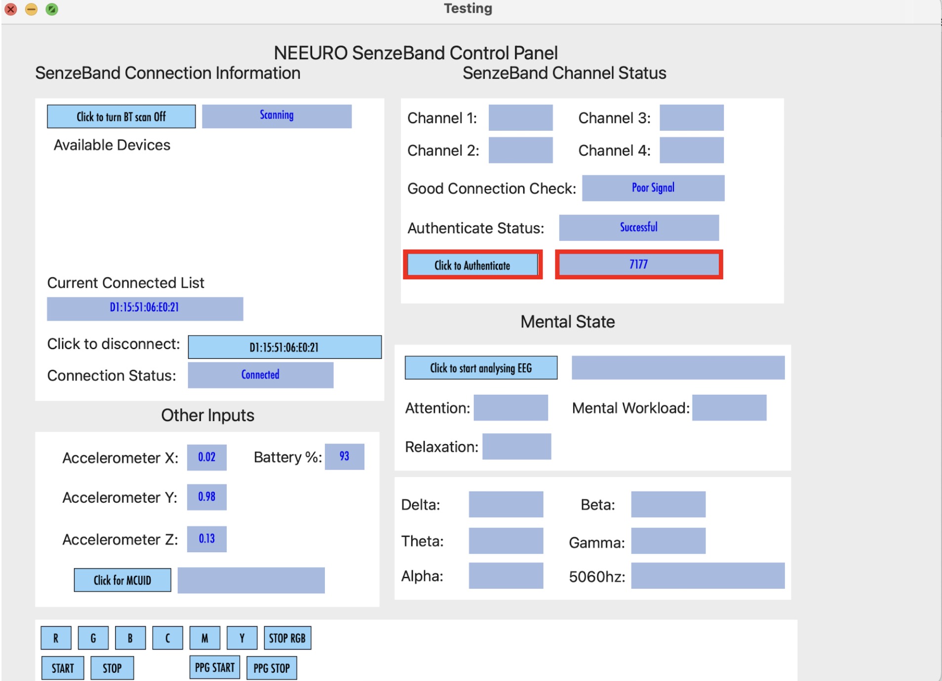 Image of how to CLICK TO AUTHENTICATE SenzeBand