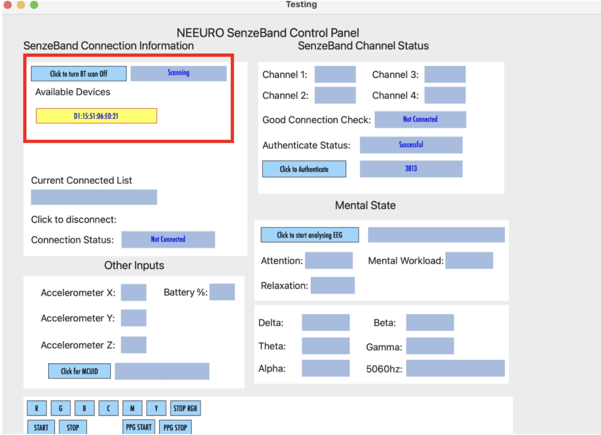 Image of how to CLICK TO TURN BT SCAN