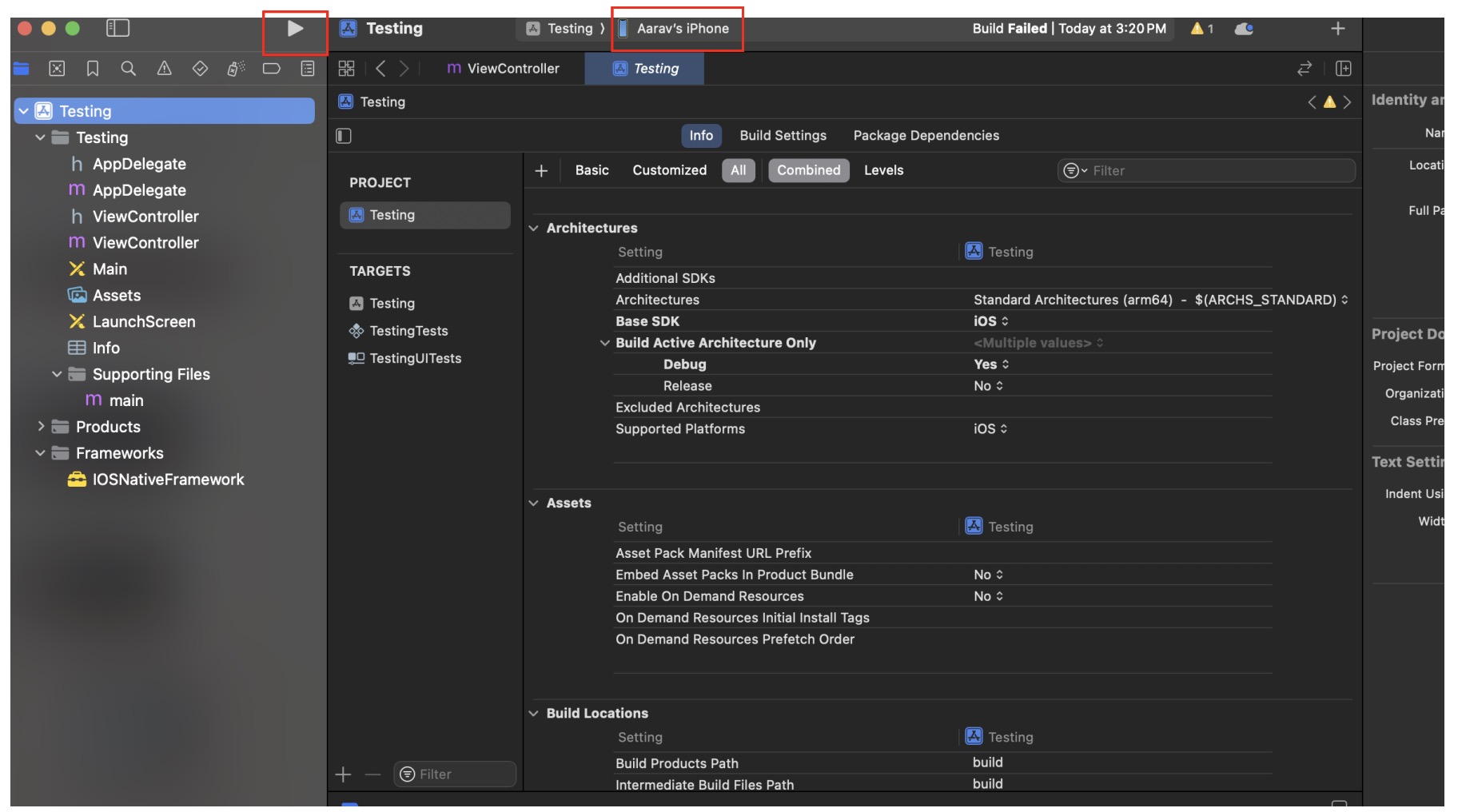 Image of how to run on Xcode