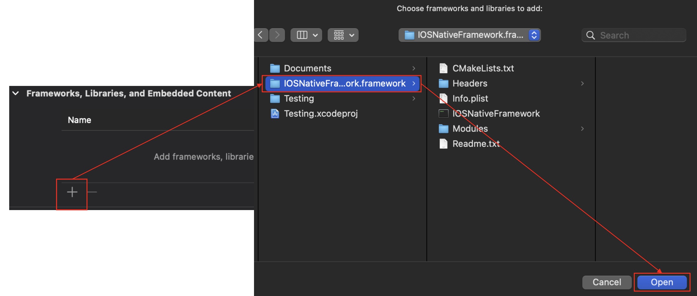 Image of how to add IOSNativeFramework