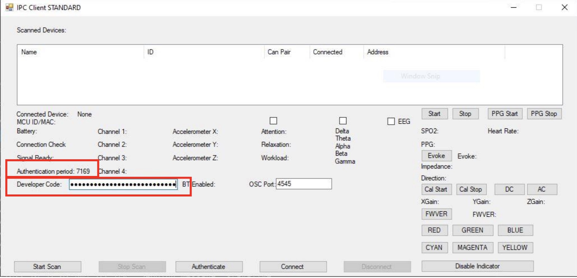 Image of how to input Developer Code