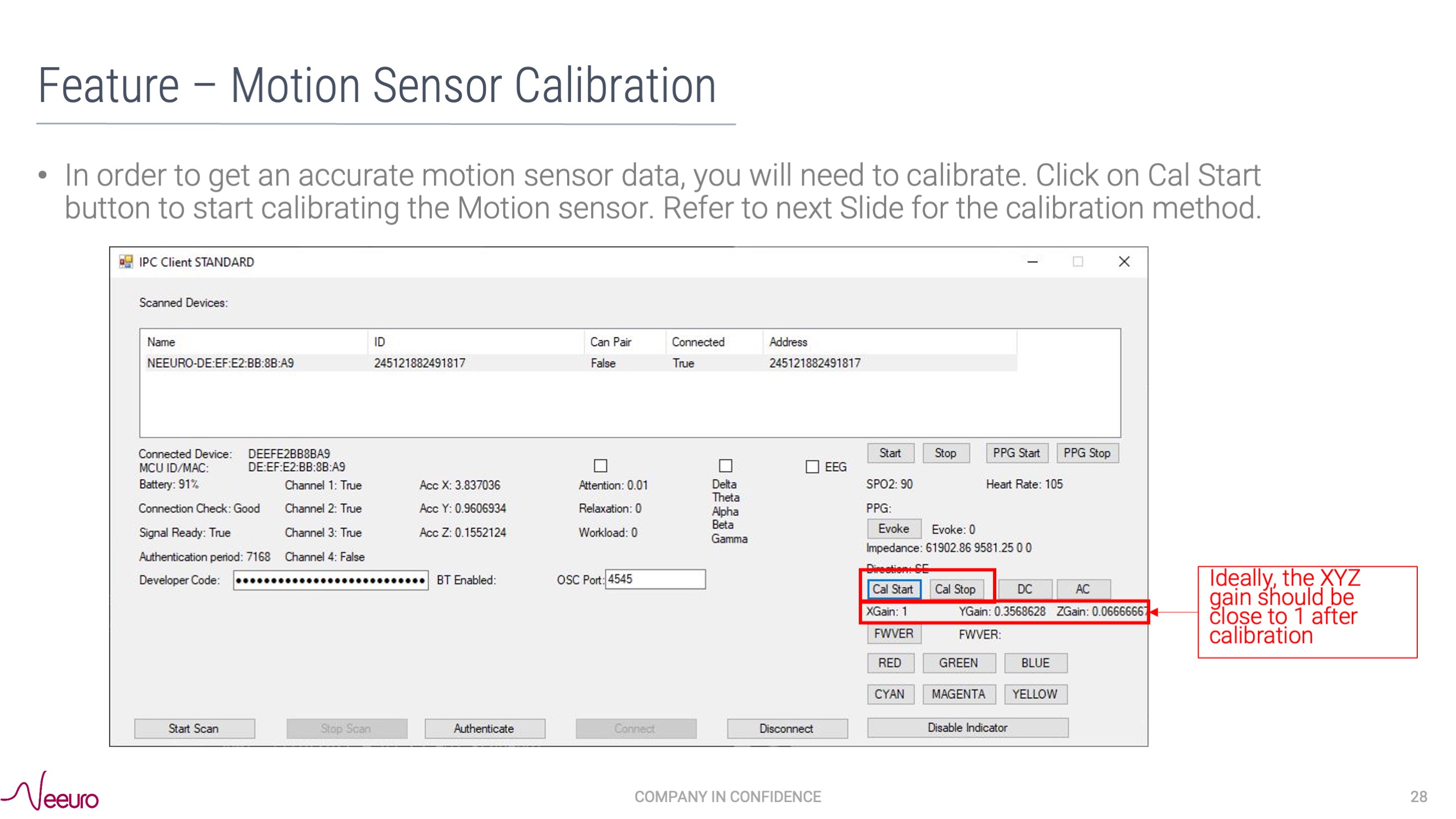 Image of how to start Cal Start on SenzeBand