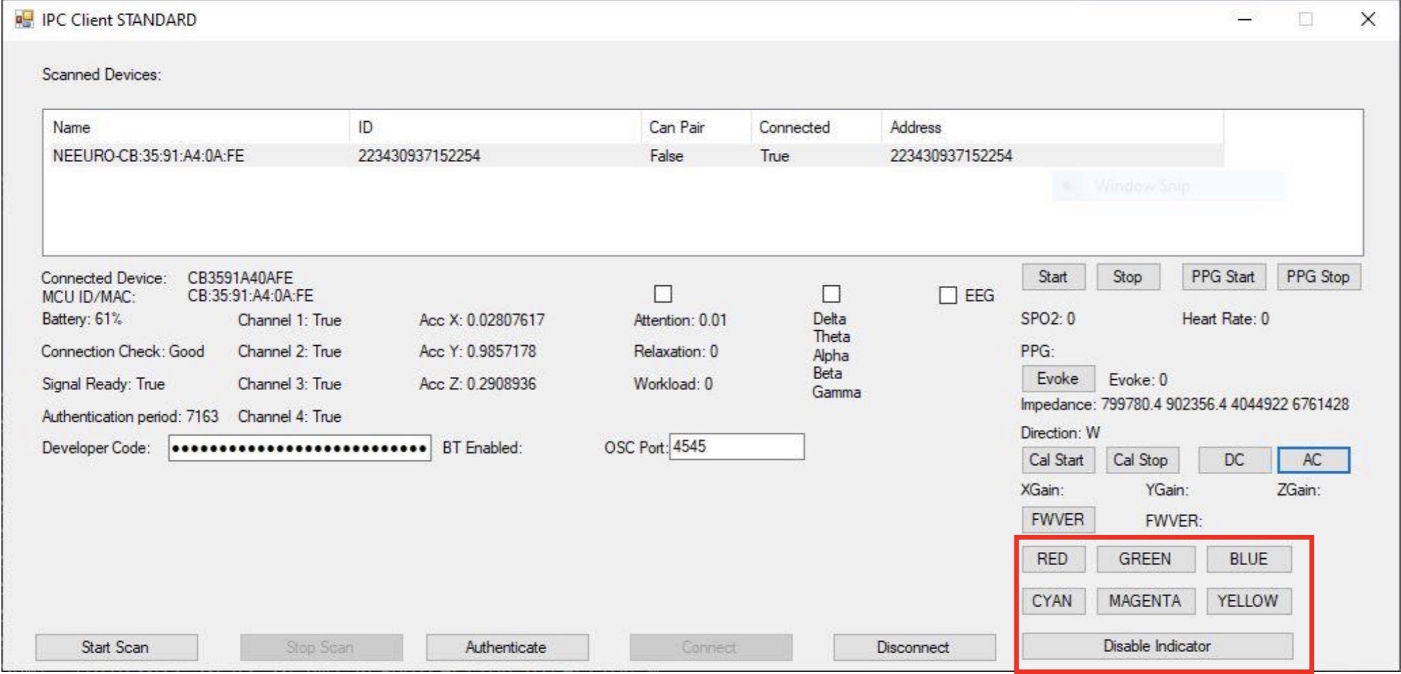 Image of how to access colours