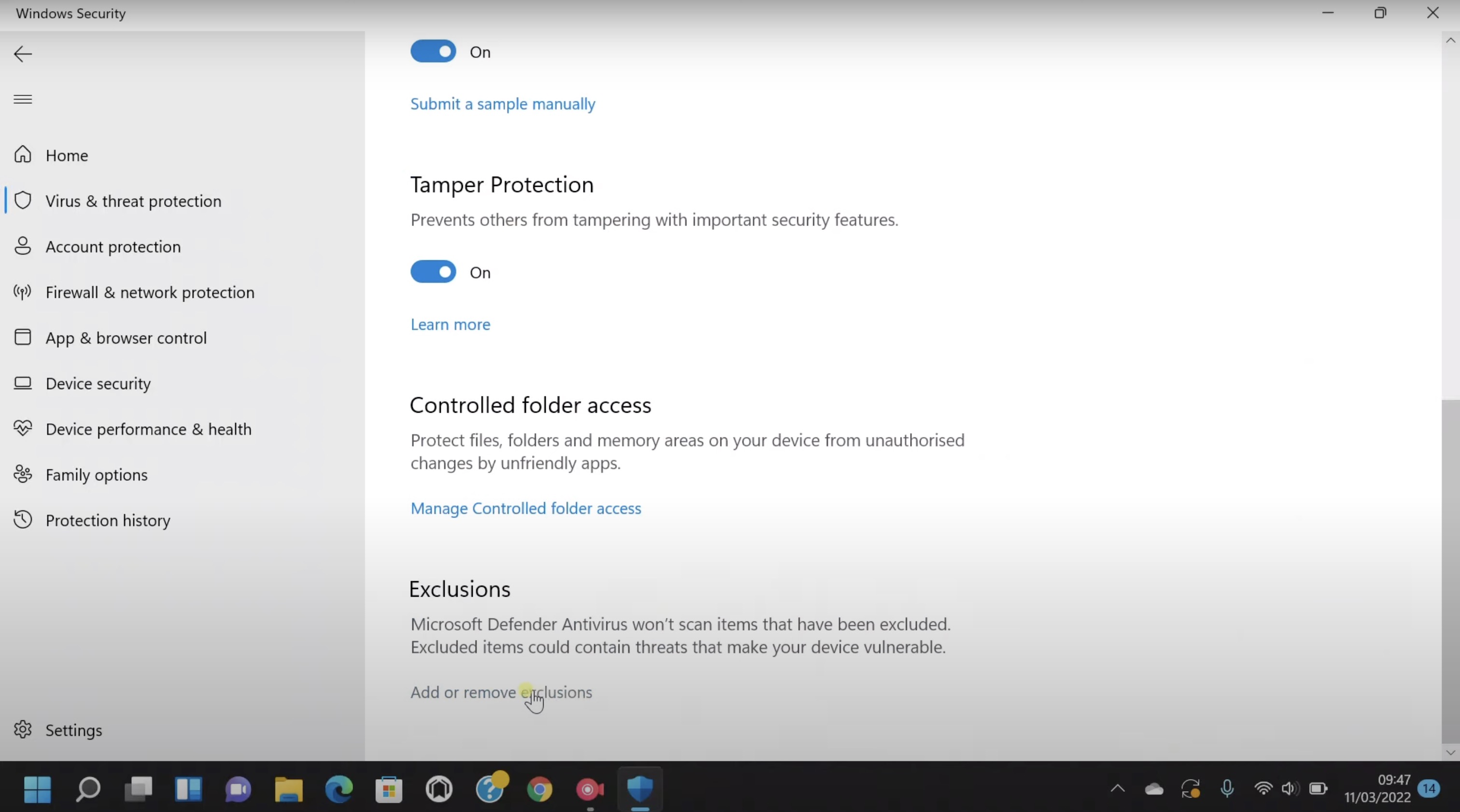 Image of Manage Exclusions