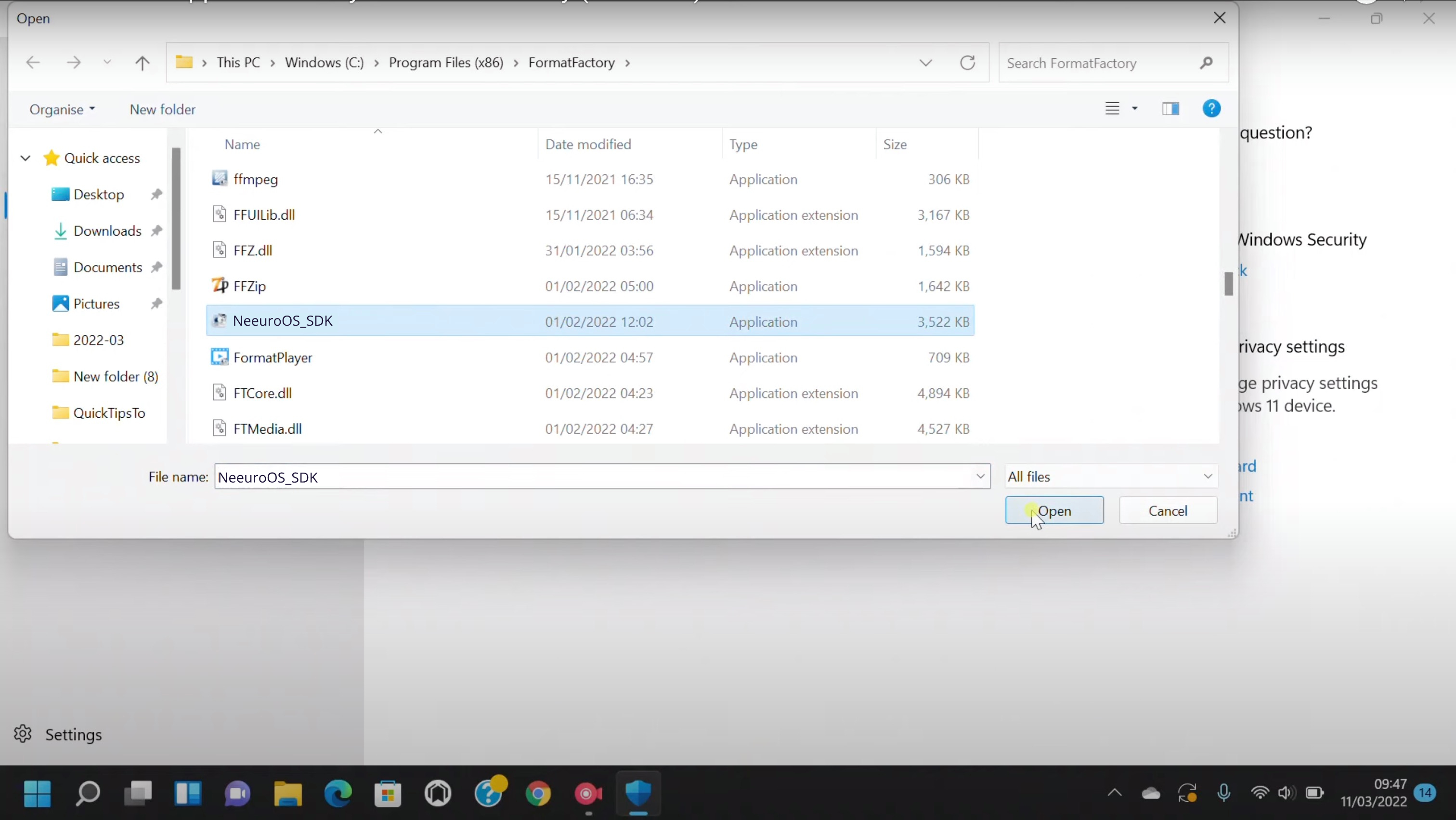 Image of selecting NeeuroOS SDK