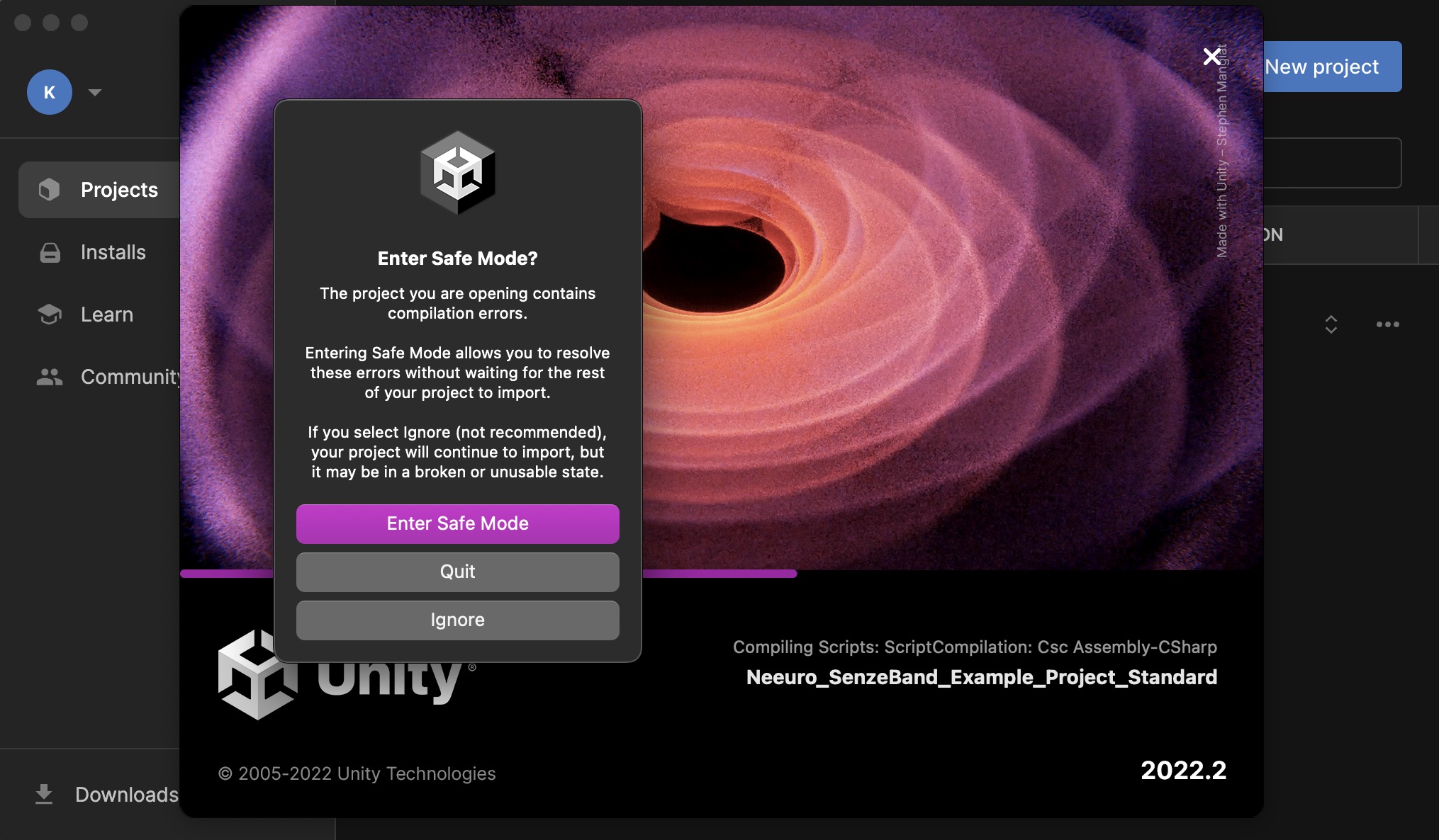 Image of enter safe mode button