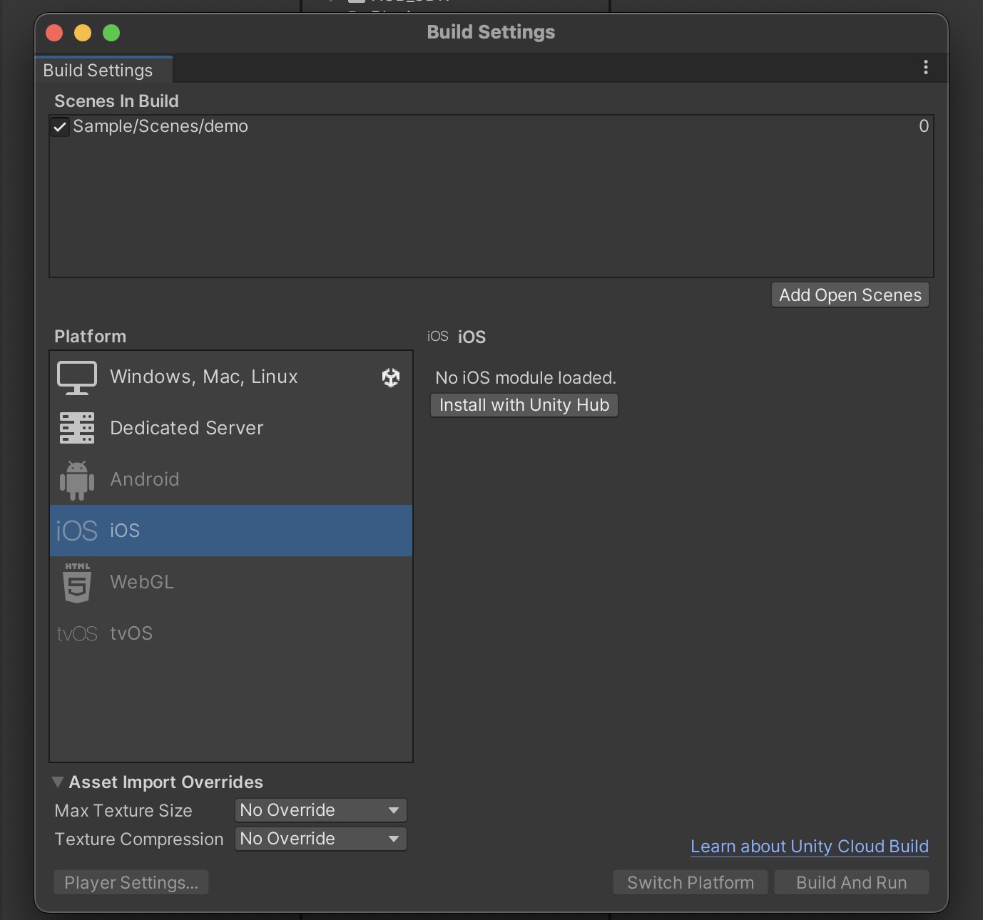 Image of no module loaded error