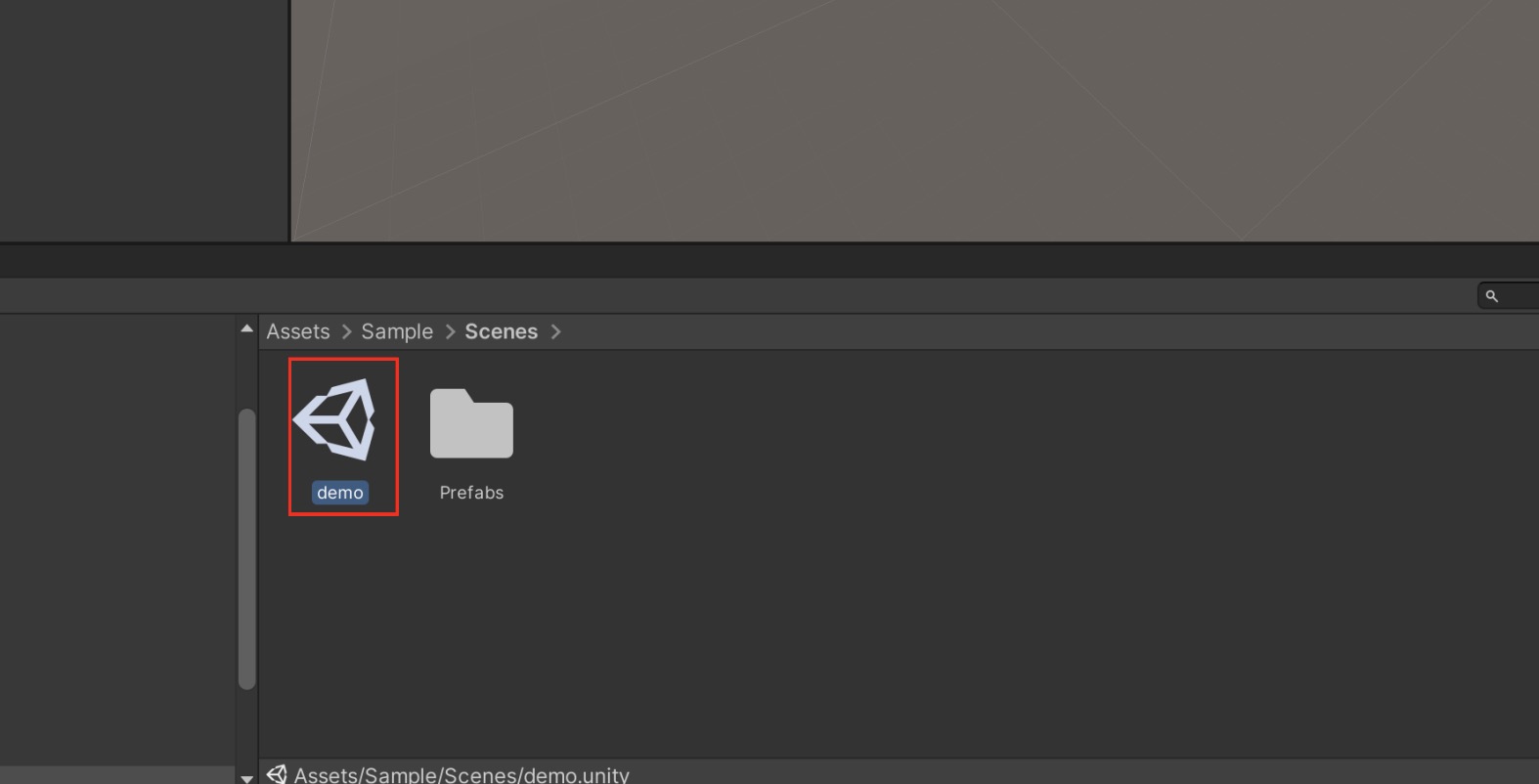 Image showing how to open the Demo scene